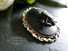 Load image into Gallery viewer, The Raven - Gothic Cameo Pin Brooch - Black on Black Raised Design - Modern-Vintage Look - 4x5cm(40x50mm/1.57x1.96 Inches) - Edgar Allan Poe