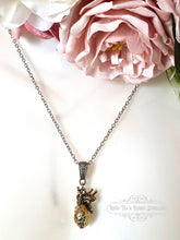 Load image into Gallery viewer, Anatomical Heart, 3 Dimensional Design, Antiqued Raw Brass Heart with Silvertone Chain