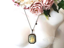 Load image into Gallery viewer, Kraken Cameo Pendant Necklace, Antiqued Bronze Finish, Ocean Blue Crystal Detail, Scallop Shell Charm, 7x4cm(70x40mm/2.75x1.57 Inches)