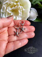 Load image into Gallery viewer, Petite Silvertone Starfish Drop Earrings, Closure, Length: 3.5cm(35mm/1.37 Inches