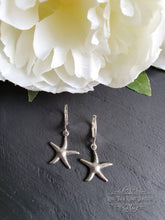 Load image into Gallery viewer, Petite Silvertone Starfish Drop Earrings, Closure, Length: 3.5cm(35mm/1.37 Inches