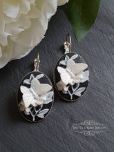 Load image into Gallery viewer, Butterfly Cameo Drop/Dangle Earrings - Bright Silver Plate Base - Vintage Inspired - Leverback Closure - 3.7cm x 1.9cm (1.45 x 0.74 Inches)
