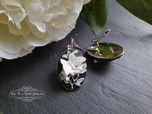 Load image into Gallery viewer, Butterfly Cameo Drop/Dangle Earrings - Bright Silver Plate Base - Vintage Inspired - Leverback Closure - 3.7cm x 1.9cm (1.45 x 0.74 Inches)
