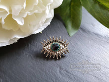 Load image into Gallery viewer, Miniature Diamante Evil Eye Pin Brooch - 2x2.5cm / 0.78x0.98 Inches
