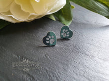 Load image into Gallery viewer, Pet Paw Print Inside Heart - Stainless Steel Stud Earrings - Butterfly/Post Closure - 12mm/1.2cm/0.47 Inches - Mirror Polish Finish
