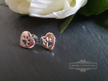 Load image into Gallery viewer, Pet Paw Print Inside Heart - Stainless Steel Stud Earrings - Butterfly/Post Closure - 12mm/1.2cm/0.47 Inches - Mirror Polish Finish
