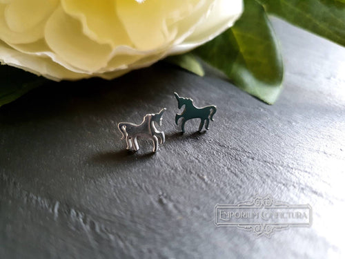 Dainty Unicorn Stud Earrings - Stainless Steel - 1.2x0.8cm/12x8mm/0.47x0.31 Inches - Mirror Polish Finish