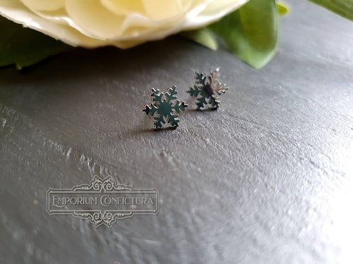 Dainty Snowflake Stud Earrings - Hypoallergenic Stainless Steel - 1cm/10mm/0.39 Inches Diameter