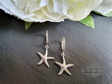 Load image into Gallery viewer, Petite Silvertone Starfish Drop Earrings, Closure, Length: 3.5cm(35mm/1.37 Inches
