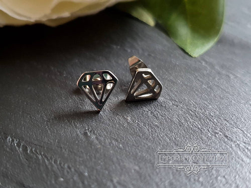 Diamond Pattern Studs, Hypoallergenic Stainless Steel, 8x8mm (.08x.08cm/.03x.03 Inches)